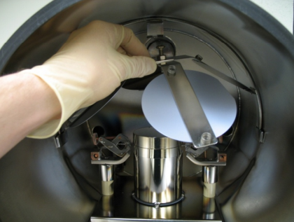 Figure A35: Lab #11 Inside of PVD Machine. CMOS Lab Manual, Matthew Leone & Todd Kaiser.