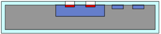 Figure A26: Lab #8 Wafer after P+ Diffusion(P+ Source and Drain shown in red). Todd Kaiser, EELE407-13