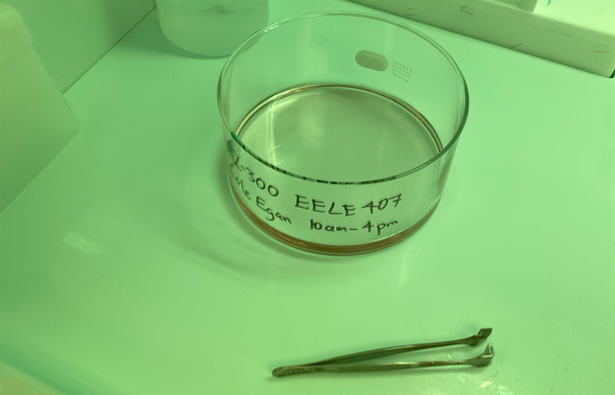 Figure A6: Lab #1 developer bath. Wafer is dropped in for 1 minute to remove the uncured photoresist.